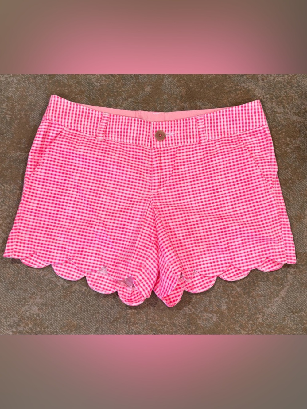 Lilly Pulitzer Buttercup Shorts Pink Gingham Check Size 6
